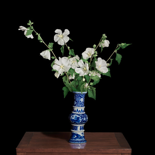 White Rose of Sharon in a Blue and White Chinese Vase, 2021