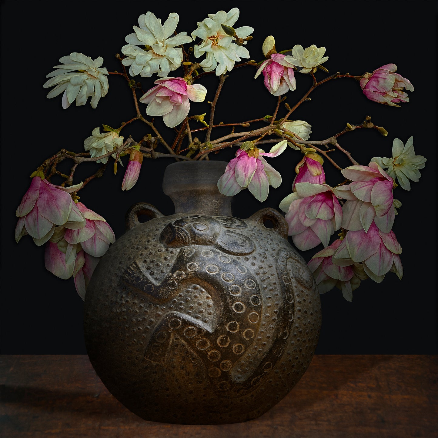 Magnolias in an Ancient American Vessel, 2018 (Vessel courtesy Gardiner Museum)