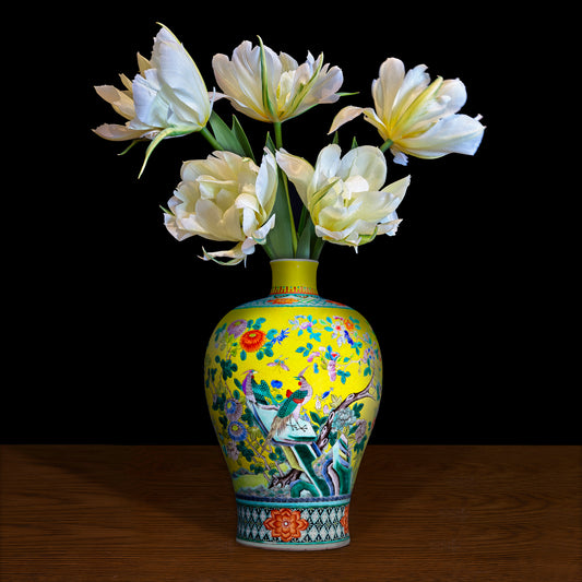 Double Tulips in a Yellow Royal Chinese Vase, 2021