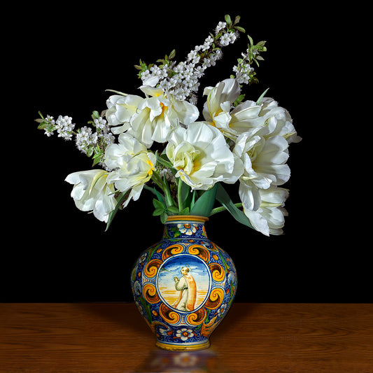 Plum Blossoms and Double Tulips in an Italian Vessel, 2021