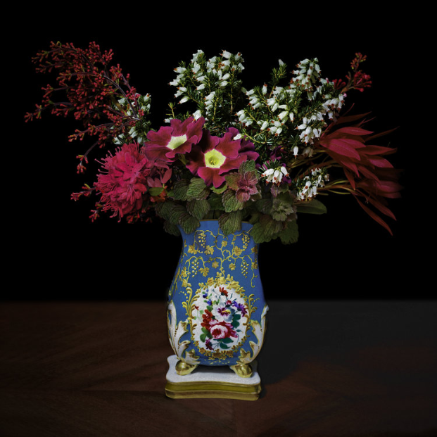Red and White Bouquet in a Sevres Vessel